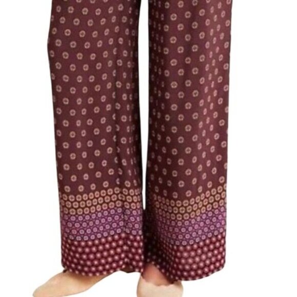 Anthropologie Womens Marsden Wide Leg Pants Size 6 Graphic Abstract Maroon - Picture 3 of 10